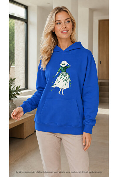 EMMODA Women's Leaf Motif Women's Figure Printed Hooded Casual Sweatshirt wit...