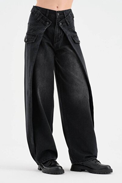 tw3 Women's Balloon Fit Design Jeans with Folded Front Detail and Side Pockets