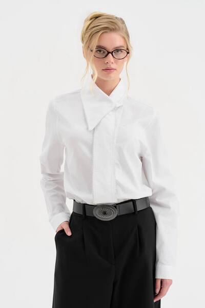 tw3 Women's 100% Cotton Collar with Stone Detail Comfortable Fit Design Shirt