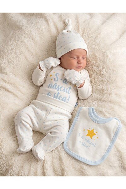 MiniKids Set 5 piese, S-a Nascut O Stea, alb-blue