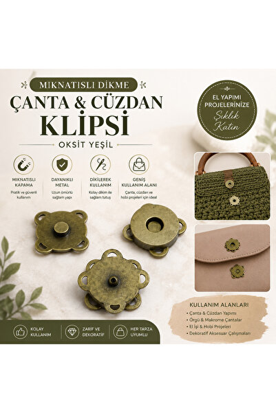 Kanguroom Mıknatıslı Dikme Çanta ve Cüzdan Klipsi Oksit Yeşit