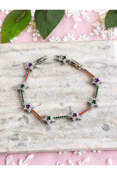 FLAWSOME JEWELRY STORE Star Shaped Colorful Zircon Stone Non-Tarnish Bracelet...