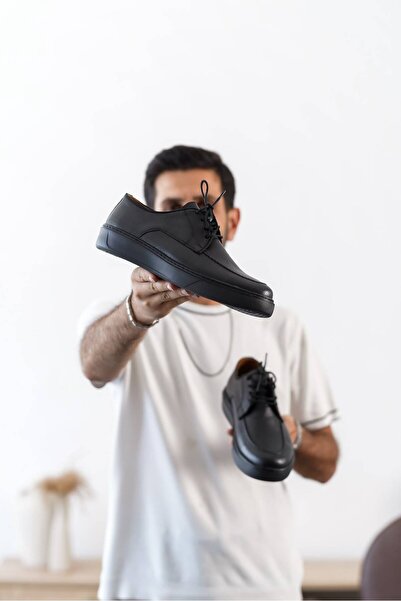 Kuback Kb-E5 Black Leather Black Sole Casual Men's Shoes
