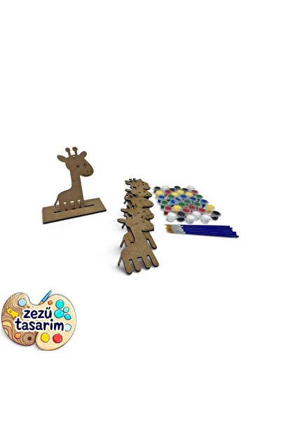 zürafa 6 lı boya 6 lı fırça 6 lı boya hobi aktivite eğlenceli okul boyama seti