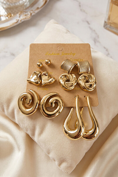 Skygo Gold Color Metallic Coated Ccb 6 Pairs Earring Set Tj-Bkp12094