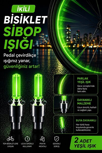garaccu Sensörlü Bisiklet Araba Sibop Işığı Kapağı Led Yeşil Işık 2 Adet