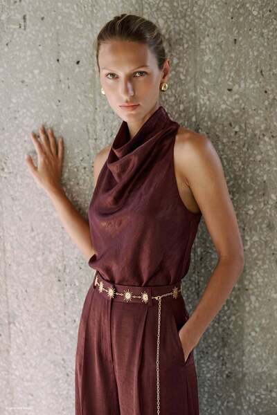 Sateen Aura Bluz - Bordo