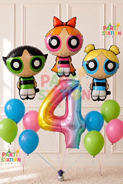 Parti Station Powerpuff Girls Concept 4-Year-Old Balloon Set 13 Pieces - Larg...