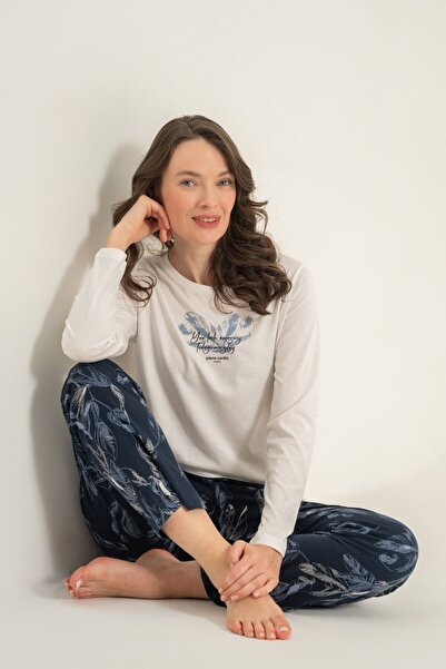 Pierre Cardin Women's You Look Amazing Today Cream Long Sleeve Pajama Set Pc9...