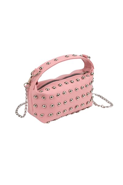 MAISONE Pink Staple Detailed Chain Strap Women's Shoulder & Crossbody Bag Zb003