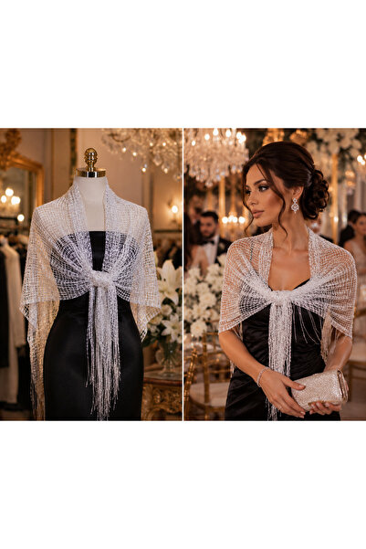 OEM Sal elegant alb cu paiete stralucitoare – accesoriu rafinat pentru evenim...