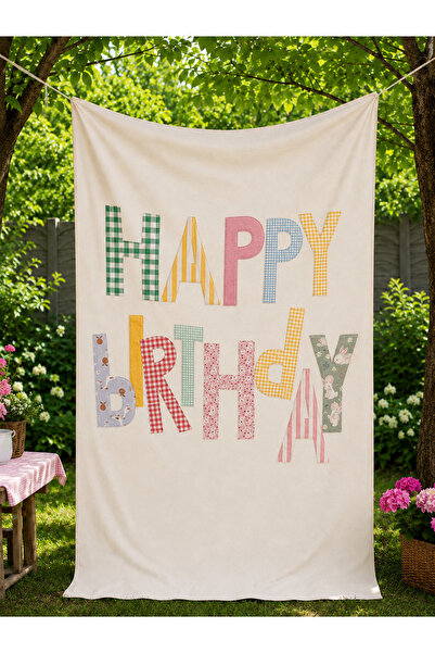 Minia DİKİŞLİ HARFLER Happy Birthday Kumaş Doğum Günü Pankartı – Patchwork Ha...