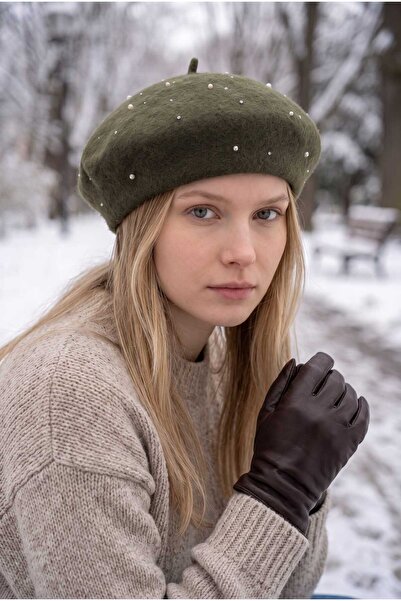 Aware Time Women's Painter Angora Beanie with Pearl