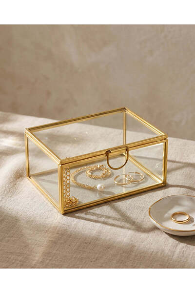REDTAG Gold Plain Glass Jewelry Box