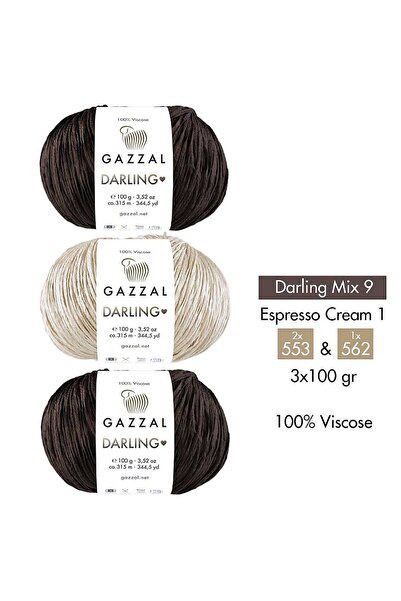 Gazzal Darling Mix 9 - 100% Viscose Yarn 3-Color Combination – Espresso Cream...