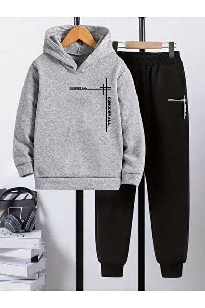 EFFRENATU Oversized Hooded Sweatshirt Set - Face and All-Over Surface Print, ...
