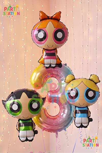 Parti Station Powerpuff Girls Themed 3-Year-Old Balloon Set 4 Pieces - Giant ...