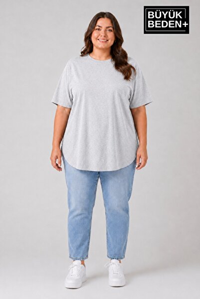 Superlife Süperlife Plus Size ženska suknja sa okruglim izrezom, osnovna oval...