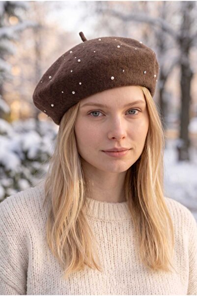 Aware Time Women's Painter Angora Beanie with Pearl