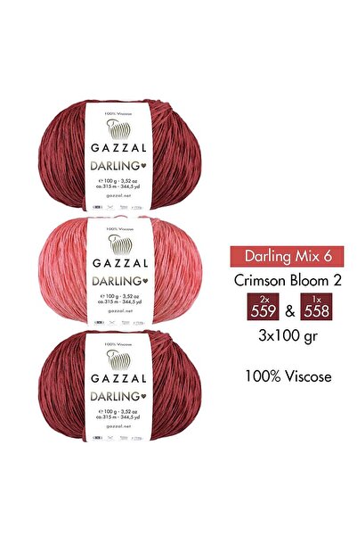 Gazzal Darling Mix 6 - 100% Viscose Yarn 3-Color Combination – Crimson Bloom ...