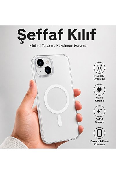 Katek İphone 15 Düz İnce Sert Sararmaz
