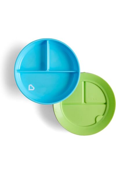 Munchkin Mansekin Stay Put Suction Base Divided Plates, Pink/Purple, Plastic,...
