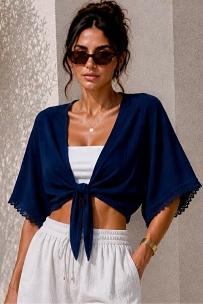 bb butik basic Muslin Lace Short Tie-Up Bolero My2786