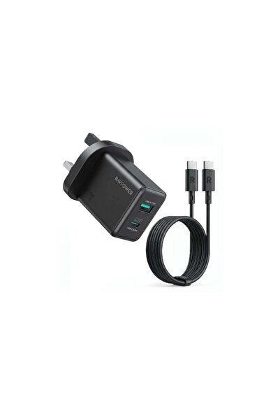 RavPower راف بور - شاحن جداري 2 في 1 بقوة 45 واط بمنفذ تايب سي ويو اس بي مع ك...