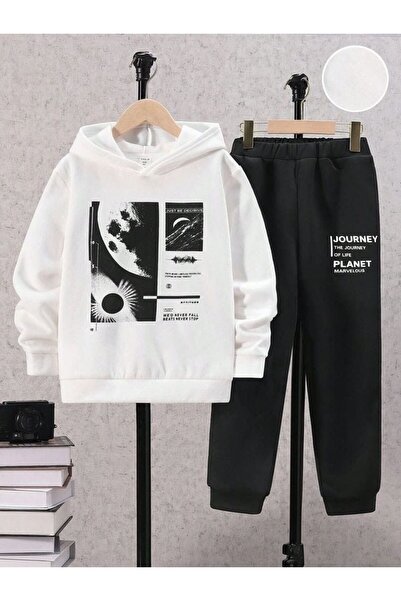 EFFRENATU Oversized Hooded Sweatshirt Set - Face and All-Over Surface Print, ...