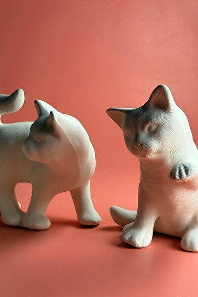 Ceramingo Kediler 3'Lü Seramik Bisküvi (Ham Ürün)