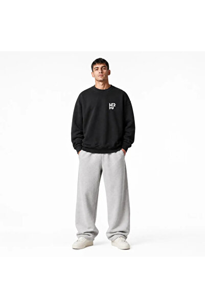 Siyah Baskılı Oversize Sweatshirt Unisex
