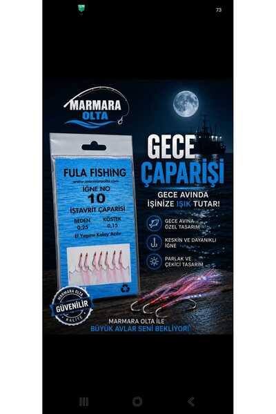 Marmara olta 7 Li İstavrit Çaparisi (GECE) 5 Adet + 5 Adet 25 Gram Kurşun