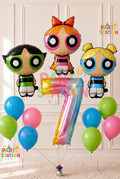 Parti Station Powerpuff Girls Concept 7 Year Old Balloon Set 13 Pieces - Larg...