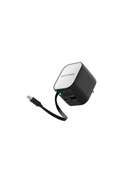 RavPower راف باور - شاحن جداري قابل للطي بقوة 65 واط مع كيبل تايب سي مدمج و م...