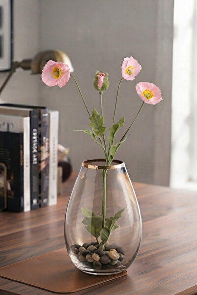 ego home Yapay Çiçek Gelincik 1 dal 4 Yaprak Gelincik Dalı 60 cm