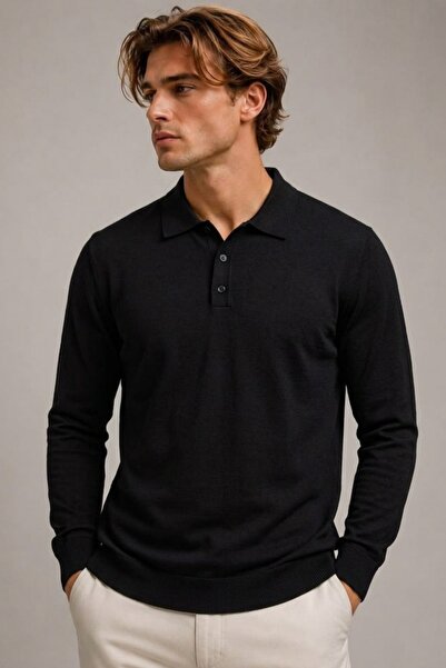 COMBİNE MİCHAİL Men's Daily Comfort Acrylic Black Sweater