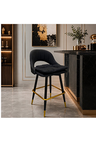 MiLi Modern bar stool with a luxurious and elegant design in black
