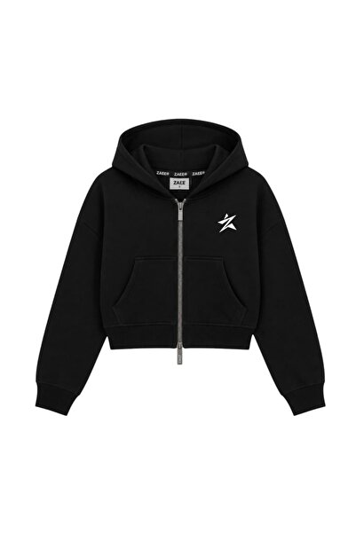 zaee Star Embroidered Premium Oversize Cropped Zipper