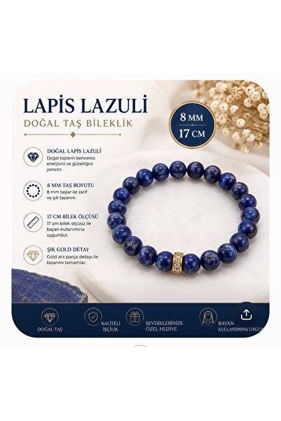 Leyandoğaltaş Lapis Lazuli Natural Stone Bracelet – 8 mm – 17 cm
