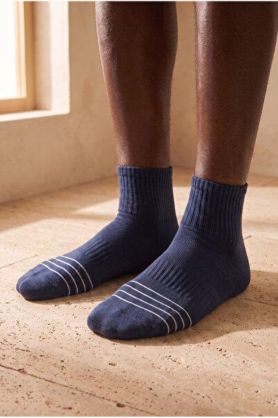 Katia&Bony Men's Striped Cotton Step Socks Navy Blue