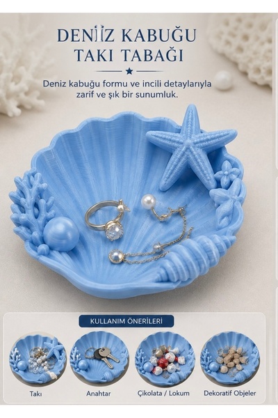 ozl3D Deniz Kabuğu Çok Amaçlı Dekoratif Kase