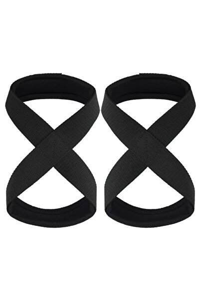 Choice1 BLACK Padded Figure 8 Straps Deadlift Weight Lifting Wrist Straps Pow...
