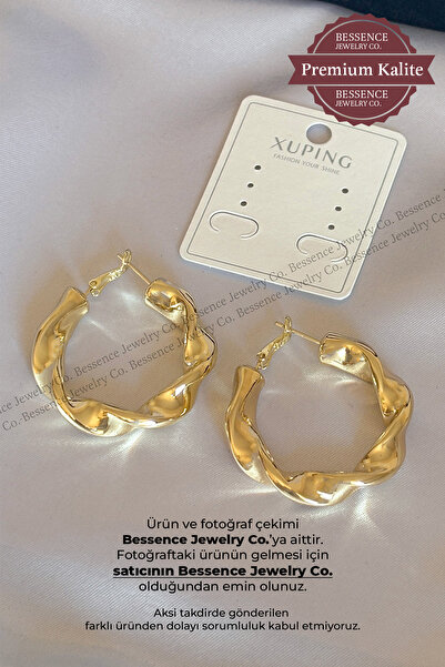 BESSENCE JEWELRY CO. Xuping 14K Gold VIP Çelik Küpe Burgu Halka Model