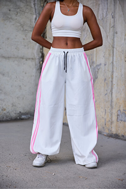 Superbluemexico Women's Striped Detailed Loose Baggy Pants