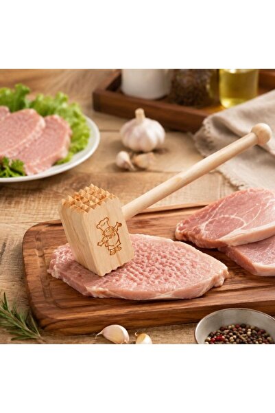 Kmt Style Wooden meat mallet, total size 27cm, hammer head 7.5cm × 4.2cm, kit...