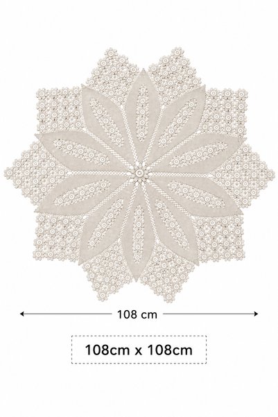 EastWest Trading Handmade Number 50 Cotton Thread Lace Tablecloth - 108X108 cm Star Shaped
