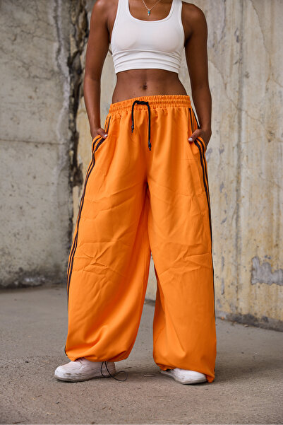 Superbluemexico Women's Striped Detailed Loose Baggy Pants