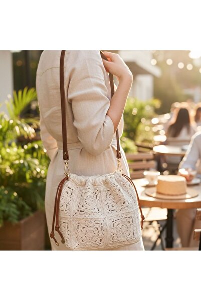 B BUL AKSESUAR Knitted Shoulder Bag, Crochet Handmade Bag, Bohemian Women's B...