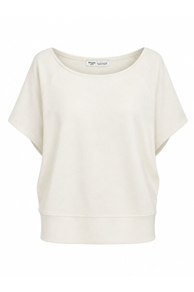Buket Teke Ecru Off-Shoulder Short Sleeve Modal Blouse