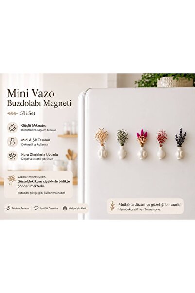 Tofu Mini Vazo Buzdolabı Magneti Seti | 5 li set
